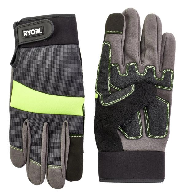 Рукавички робочі Ryobi RAC811L, захист від порізів, вологозахист, р.L, сіро-жовтий