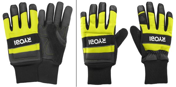 Рукавички робочі Ryobi RAC258L, козяча шкіра, захист від порізів, р.L, чорно-жовтий
