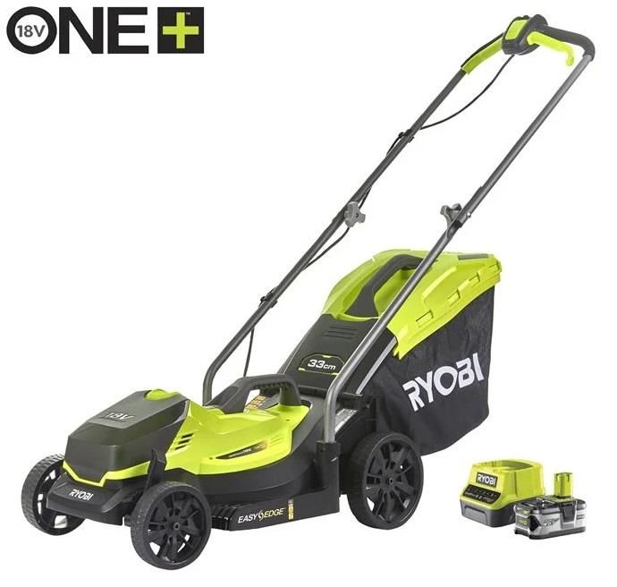 Газонокосарка акумуляторна Ryobi ONE+ RLM18X33B-40 18В акб 1х4А·год 33см 35л 25-65мм 8.7кг