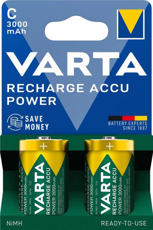 Акумулятор Varta NI-MH Power C(LR14) 3000 мА•г, 2шт