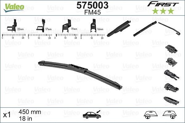 Склоочисник VALEO First безкаркасний 450мм (575003)