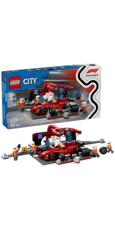 Конструктор LEGO City Піт-стоп і піт-екіпаж F1 з болідом Ferrari