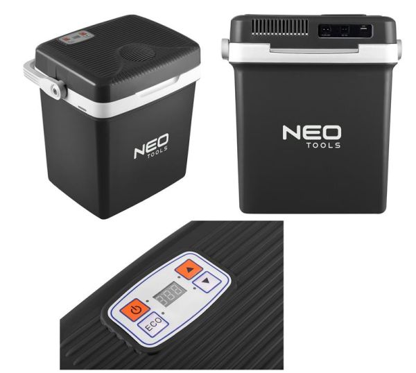 Холодильник мобільний Neo Tools, 2в1, 26л, 230/12В, підігрів 55Вт, охолодження 60Вт, електронна панель, USB-порт, 3.8кг