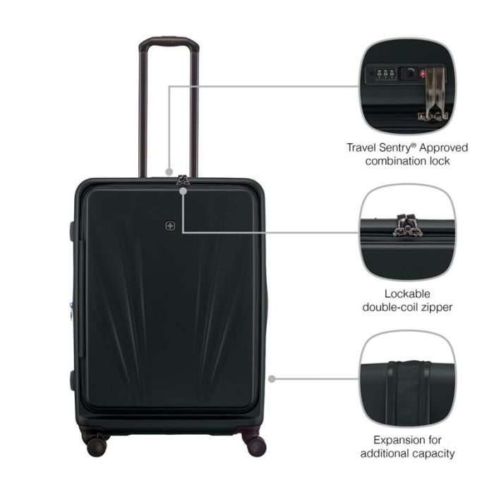 Валіза Wenger Skyon Hardside Large, велика, полікарбонат, TSA, 4 колеса, розширення, чорний