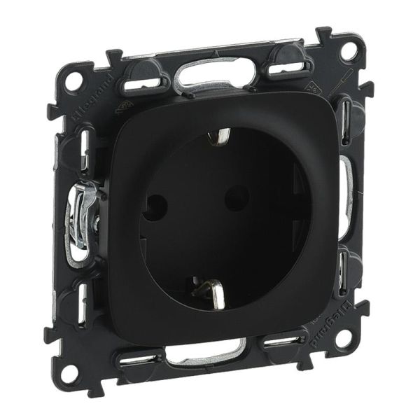 Розетка Schuko Legrand Valena ALLURE, 16А, 250V, автоматичні клеми, антрацит