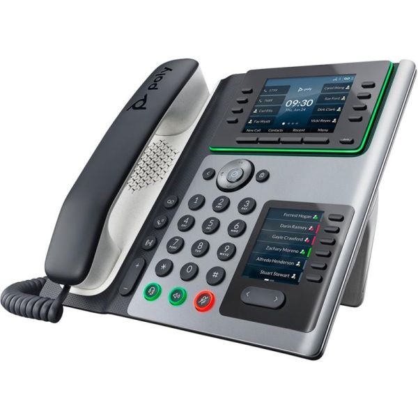 SIP-телефон Poly Edge E450, Bluetooth 5, WiFi AC, 2x USB, PoE, 8 ліній (32 з пейджингом), сірий