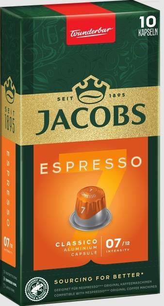 Кава Jacobs  капсули, Espresso Classico, купаж арабіка/робуста, 10шт, Nespresso