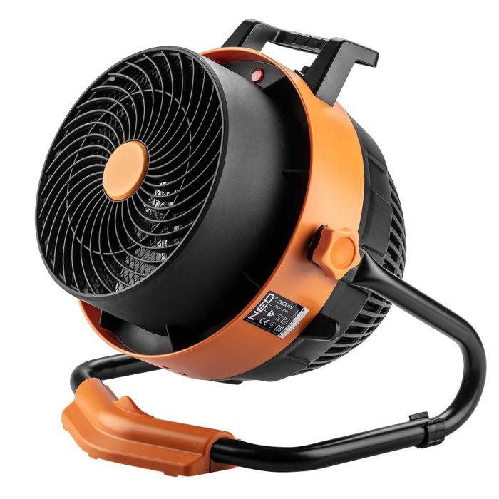 Вентилятор-обігрівач електричний Neo Tools, 2в1, 2.4кВт, 35-50м2, 460м3/год, цифрове регулювання, чорно-помаранчевий, 2.83кг