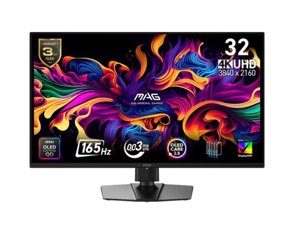 Монітор MSI 31.5" MAG 322UP-E16 2xHDMI, DP, USB-C, Audio, QD-OLED, 3840x2160, 165Hz, 0.03ms, sRGB 138%, FreeSync, Pivot, HDR400