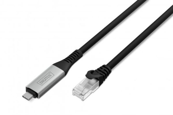 Кабель DIGITUS Ethernet USB-C - RJ45 CAT 6A S/FTP, 1 Gbit/s, 2m, LSZH