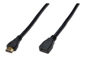 Кабель DIGITUS HDMI High speed + Ethernet (AM/AF) 2.0м, чорний