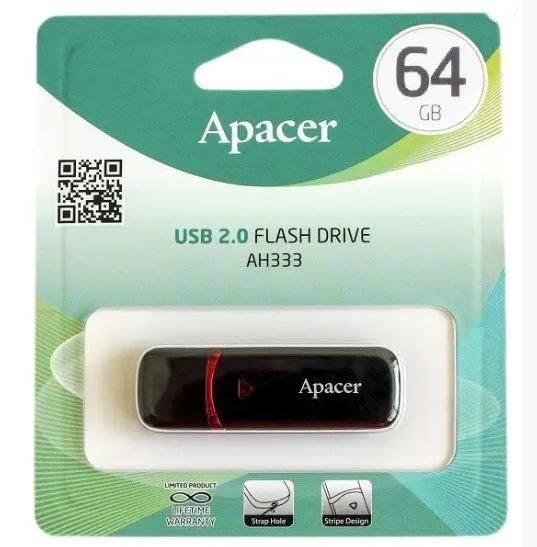 Накопичувач Apacer  64GB USB 2.0 Type-A AH333 Чорний