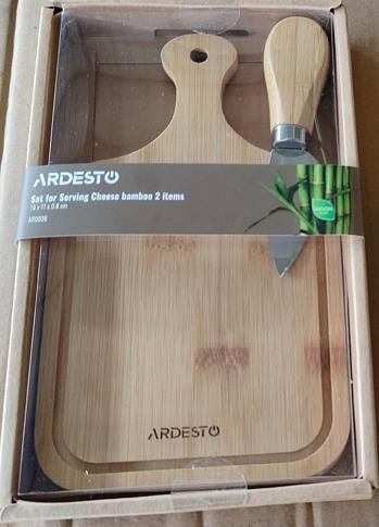 Набір для подачі сиру ARDESTO Midori, 2 предмети, 19х11х0.8см, бамбук, нержавіюча сталь