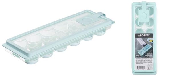 Форма для льоду з кришкою ARDESTO Fresh Cylinder, 27х9.5х3.8см, силікон, пластик, блакитний