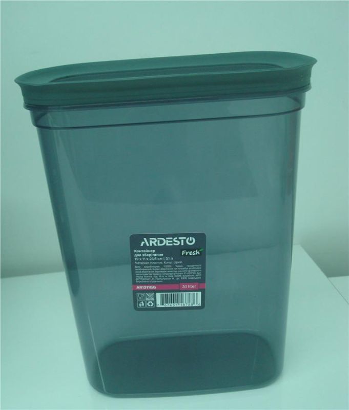Контейнер для зберігання харчових продуктів ARDESTO Fresh 3.1л, пластик, прямокутна, сірий