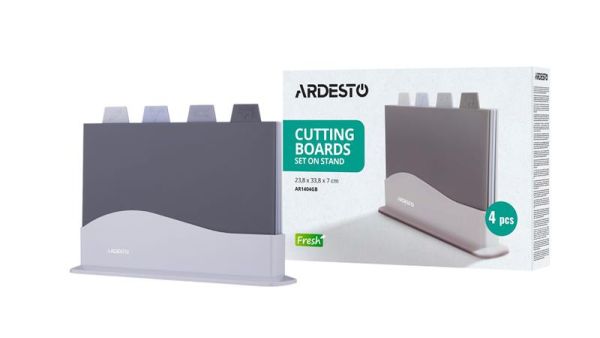 Набір дошок кухонних на підставці ARDESTO Fresh, 4шт, 23.8x33.8x7см, пластик