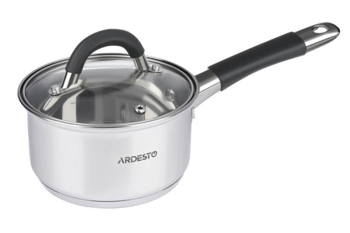 Ківш зі скляною кришкою ARDESTO Gemini Salerno, 1.2л, нержавіюча сталь, силікон