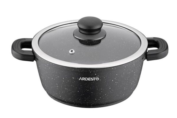 Каструля зі скляною кришкою ARDESTO Gemini Anzio, 5л, алюміній, чорний