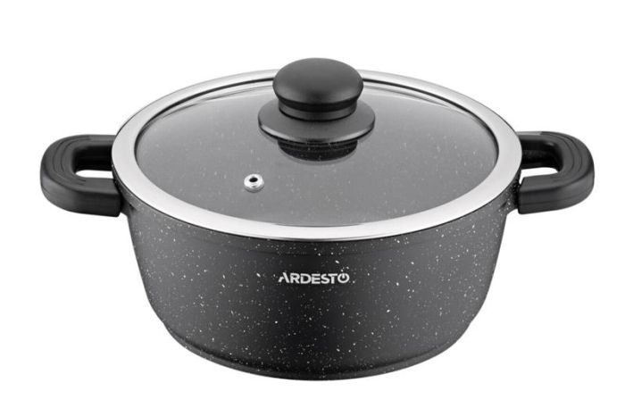 Каструля зі скляною кришкою ARDESTO Gemini Anzio, 5л, алюміній, чорний