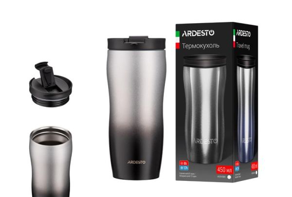 Термокухоль ARDESTO Metallic, 450мл, нержавіюча сталь, чорний