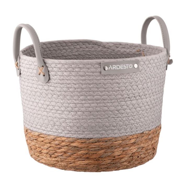 Кошик ARDESTO Minimalism 28х28х22см, паперовий шпагат, рогожка, сірий