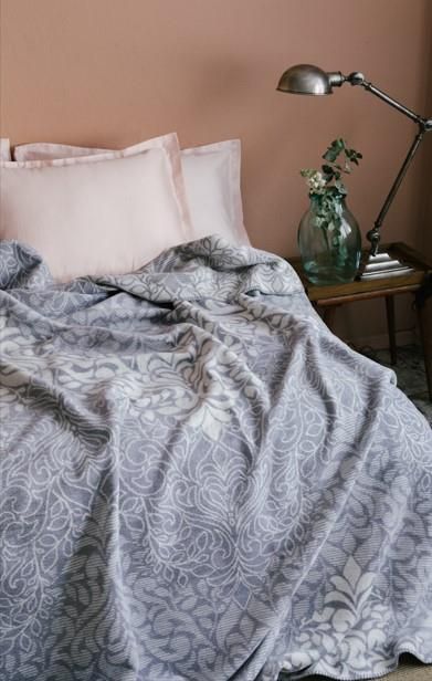 Плед ARDESTO Leonardo 200х220см, 50% бавовна, 30% поліестер, 20% акрил, вензель, сірий