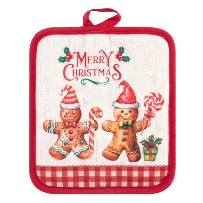 Прихватка ARDESTO Christmas Gingerbread 18х20см, 100% поліестер (верх), 100% бавовна (низ), червоний