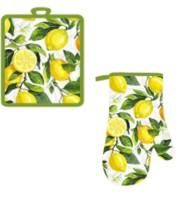 Набір прихваток для кухні ARDESTO Sicilian lemons 18х20см, 18х30см, 100% поліестер (верх), 100% бавовна (низ), зелений