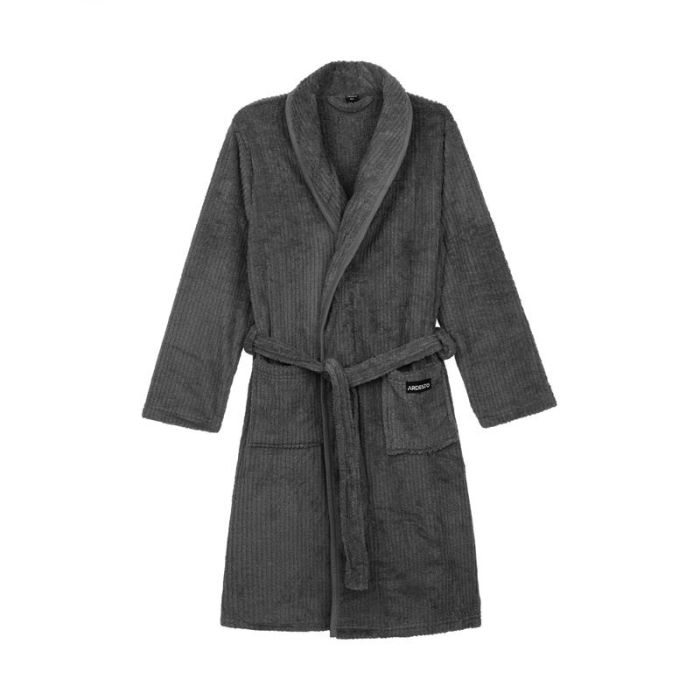 Халат чоловічий ARDESTO Stripe, розмір M/L, 100% поліестер, сірий