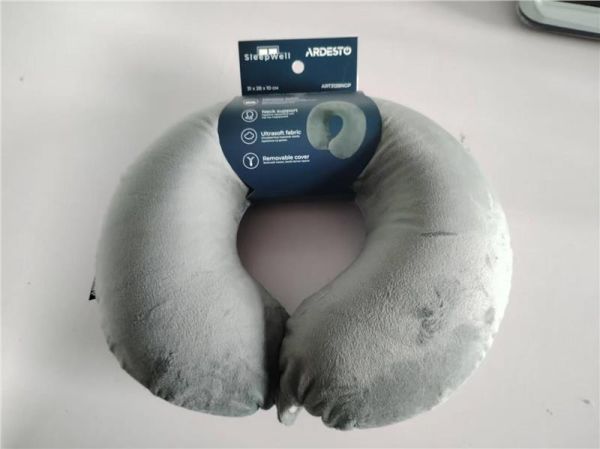 Подушка ортопедична ARDESTO Sleepwell Travel 31х28х10см, для шиї, піна меморі, сірий