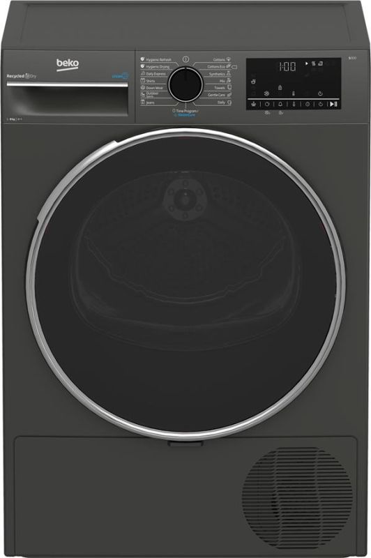 Сушильна машина Beko тепловий насос, 8кг, A++, 60см, дисплей, підсвітка барабану, сірий