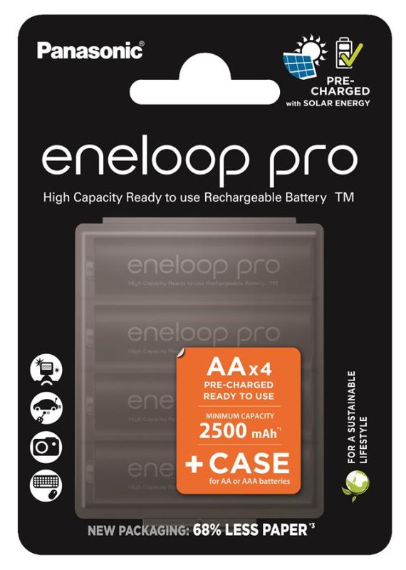Акумулятор Panasonic Eneloop NI-MH  Pro AA 2500  мАг 4 шт, з кейсом для зберігання