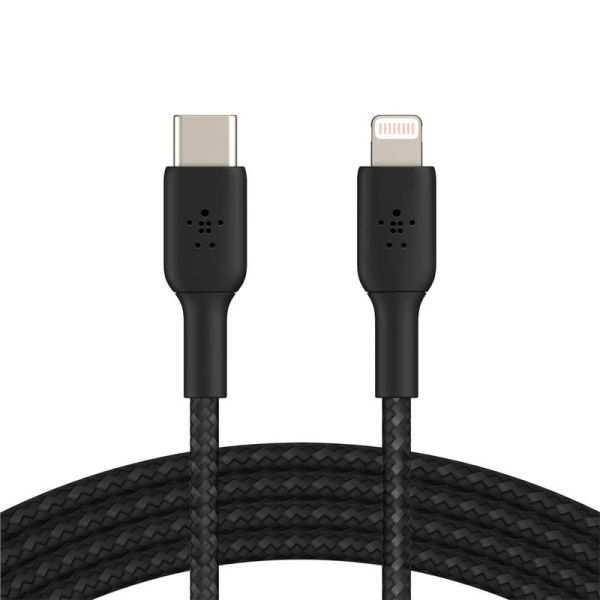 Кабель Belkin USB-C > Lightning заряджання/синхронізації 30Вт PD, 1м, плетений, чорний