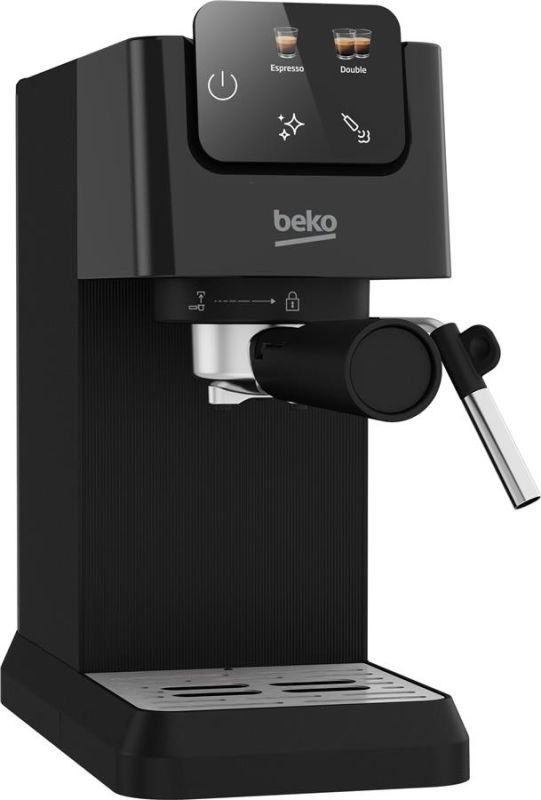 Кавоварка Beko ріжкова 1.1л, мелена, ручний капучинатор, підігрів чашок, авторецептів - 2, дисплей, чорний