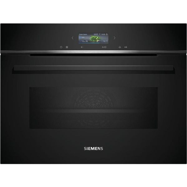 Духова шафа Siemens електрична компактна, 45л, A, дисплей, конвекція, ф-ція мікрохвиль, чорний