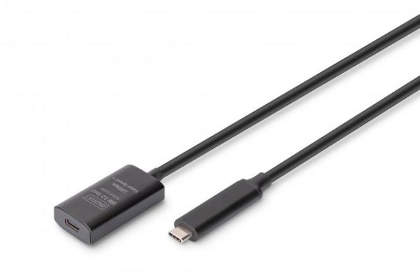 Подовжувач DIGITUS USB 3.2 Gen2 Active Cable 10G, C/M-C/F, 5м, чорний