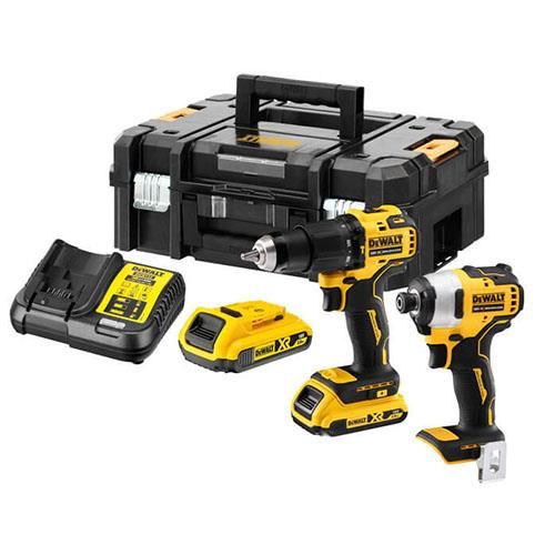 Набір із двох акумуляторних інструментів DeWalt 18В XR дриль-шурупокрут DCD709 шурупокрут ударний DCF80 акб 2х2А·год ЗП та кейс 5.9кг