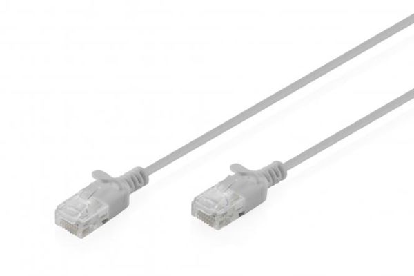 Патч-корд DIGITUS CAT 6 U-UTP Sliim, 1.5м, AWG 32/7, Cu, LSZH, сірий