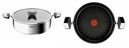 Сотейник Tefal Excellence+, з кришкою, 26см, нержавіюча сталь, скло, бакеліт, чорний