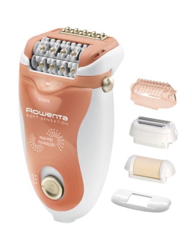 Епілятор Rowenta Soft Sensation пінцетний, від мережі, пінцет.-24, сух., насадок-4, з підсвіткою, біло-рожевий