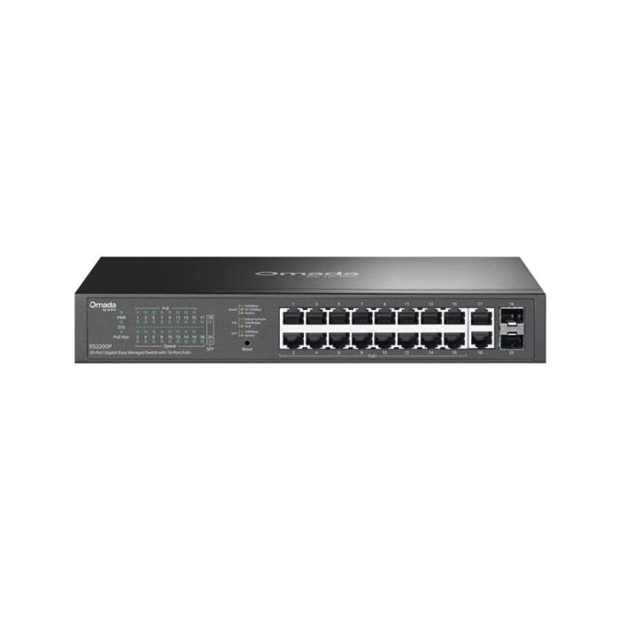 Комутатор TP-LINK ES220GP  18xGE (16xPoE), 250W, 2xSFP, WebSmart