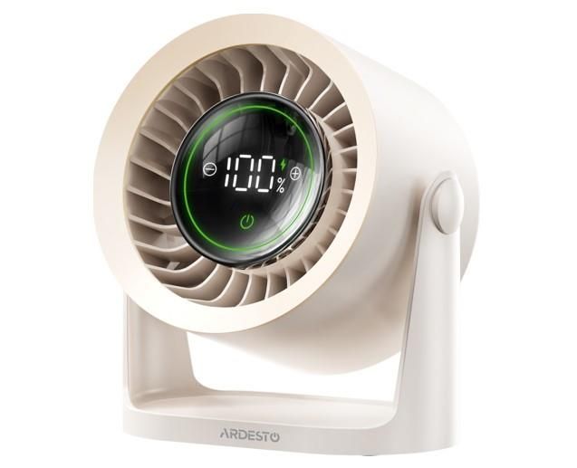 Вентилятор ARDESTO OneBreeze FT-M75BG настільний/настінний, 12см, ел. кер-ня, дисплей, акумулятор, USB-A Type-C, бежевий