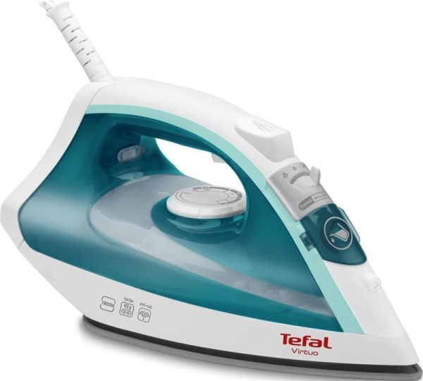 Праска Tefal Virtuo, 1800Вт, 200мл, паровий удар -80гр, постійна пара - 24гр, керам. підошва, біло-бірюзовий