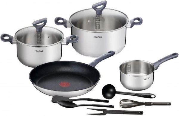 Набір посуду Tefal Daily Cook, 11предметів, нержавіюча сталь, бакеліт, скло