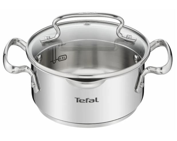 Каструля Tefal DUETTO+, 1.5л, з кришкою, нержавіюча сталь, скло