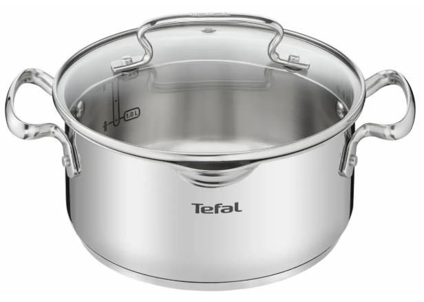 Каструля Tefal DUETTO+, 2.9л, з кришкою, нержавіюча сталь, скло