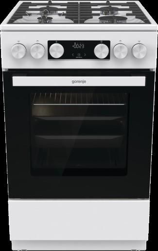 Плита Gorenje газова, 67л, 50x60см, дисплей, IconLed, чавун, білий