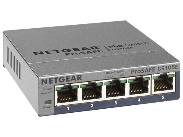 Комутатор NETGEAR GS105E 5xGE, WebSmart