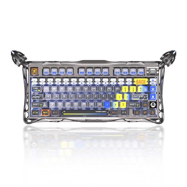 Клавіатура механічна GravaStar Mercury K1 Pro 80keys, GravaStar x Kailh Speedy Mint, BT/WL/USB, RGB, Interstellar Silver