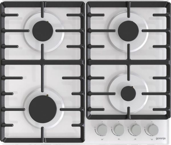 Варильна поверхня Gorenje газова на склі, 60см, чавун, білий